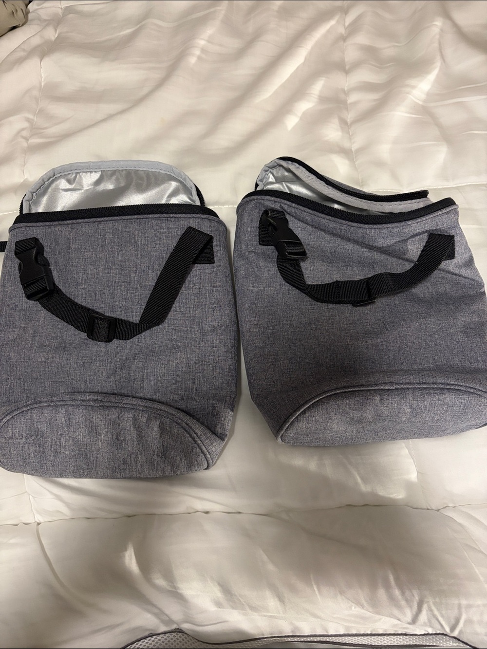 Two Skiphop Gray Insulated Bottle Bags - Compact Cooler Tote